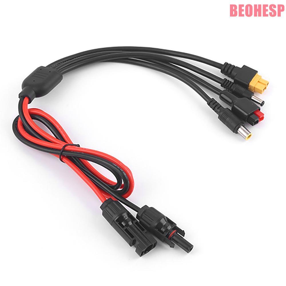 BEOEHESP แผงสายต่อ,ความยาว 1 เมตร 30A ลวด,ขั้วต่อ 4 in 1 MC4 to DC5521 7909 XT60 หญิงเชื่อมต่อสายไฟช
