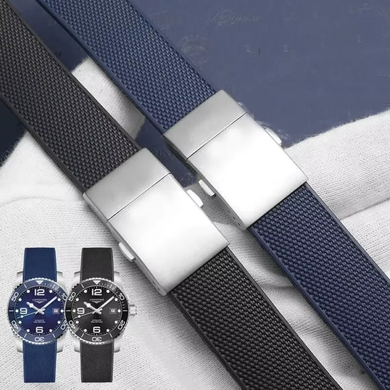 ยางสายนาฬิกาซิลิโคนกันน้ําสําหรับ Longines สําหรับ Conquest HydroConquest L3.742 782 Series 21 มม.