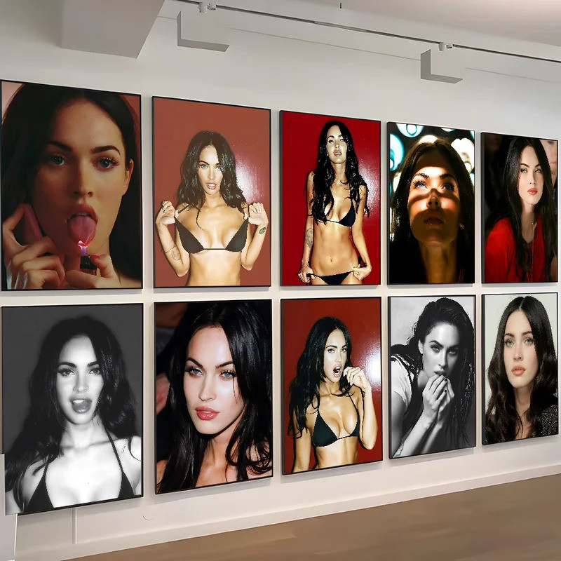 Megan Fox Actor อะนิเมะโปสเตอร์ Sticky HD คุณภาพ Wall Art Retro โปสเตอร์สําหรับ Home Room Wall Decor