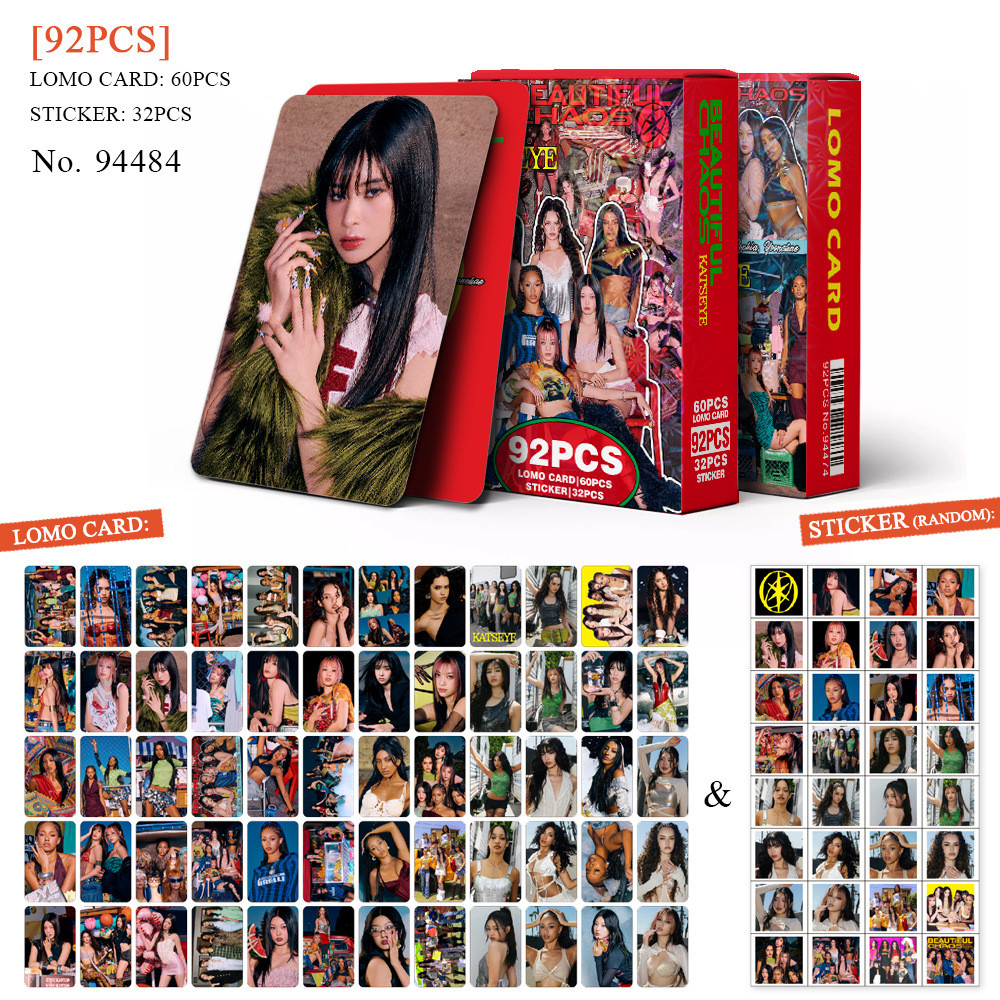 KATSEYE BEAUTIFUL CHAOS Gabriela Photocard Lomo Card การ์ด 60 ชิ้น + สติ๊กเกอร์ขนาดเล็ก 32 ชิ้น