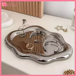 RENBG Simple ถาดเก็บเครื่องประดับ Creative Cloud Shapes Electroplated เครื่องประดับต่างหูแหวนจอแสดงผลเดสก์ท็อปจานสําหรับผู้หญิง TH