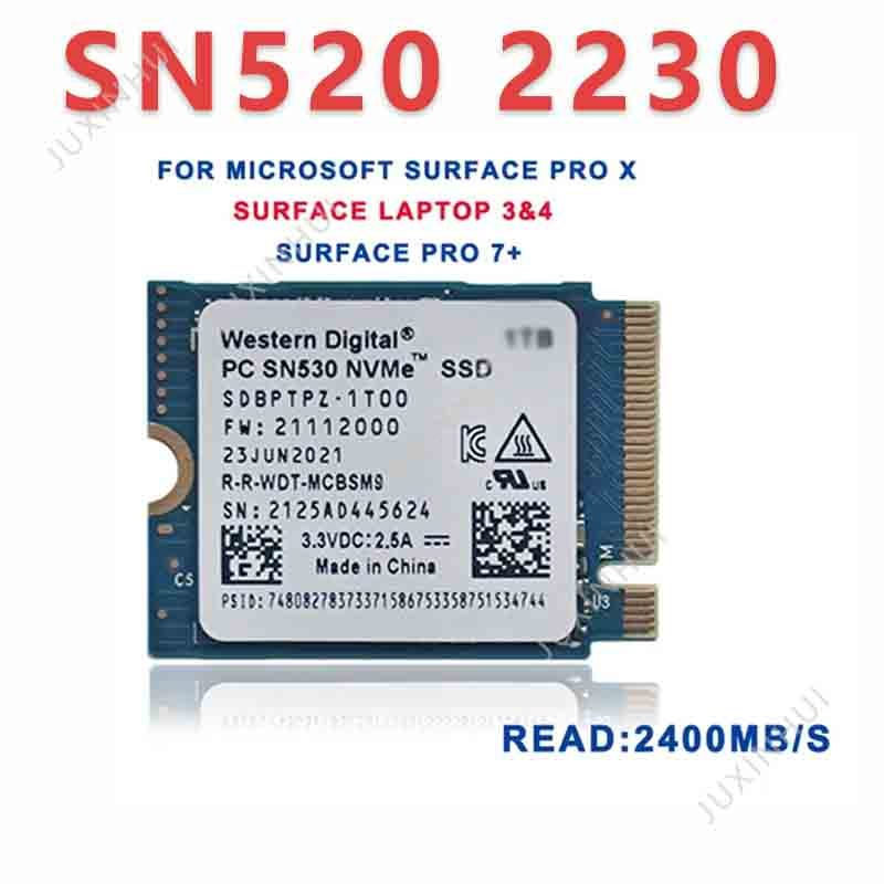 95%ใหม่ WD West Number SN520 128G 512GB 256G M.2 2230 PCIe NVMe SSD คอมพิวเตอร์ Dell Solid State Dri
