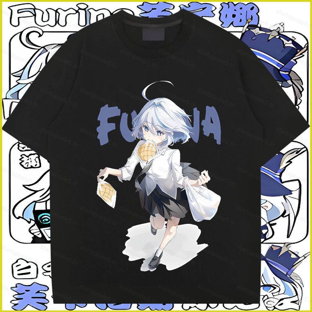 Genshin Impact Furina เสื้อยืดอะนิเมะแขนสั้น สไตล์ฤดูร้อน