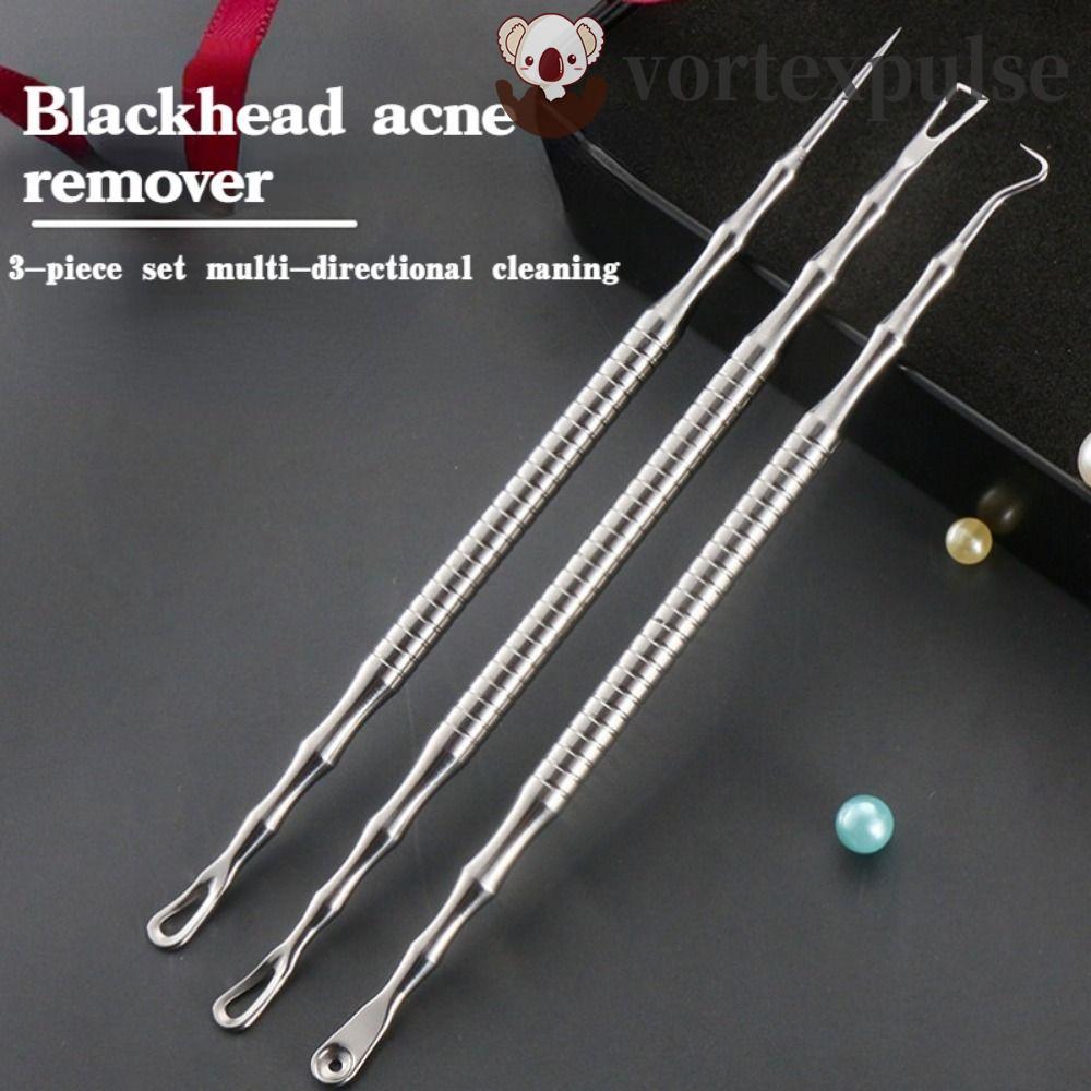 VORTEXPULSE Blackhead Remover สแตนเลสคู่หัวสิว Popper เครื่องมือ Facial Milia Whitehead Squeeze Extractor Travel Pore ทําความสะอาดเข็ม