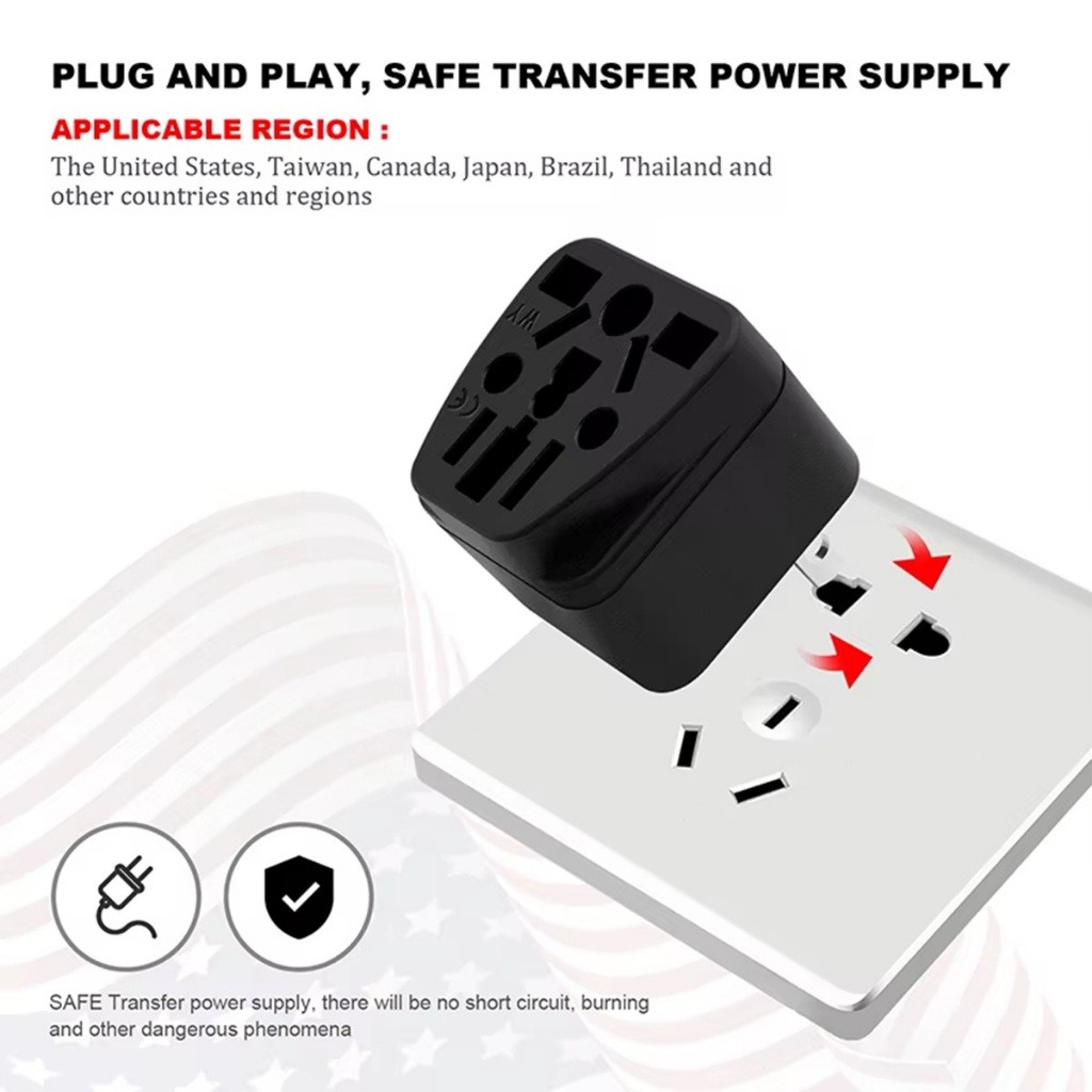 ร้านคนไทย！ 10A 250V อแดปเตอร์ ปลั๊กแปลง สำหรับType A อเนกประสงค์ พกพาได้ ประหยัดพื้นที่ หลายประเทศใช้ได้ ราคา ถูกที่สุด ดีลบีเคเค แกลเลอรีภาพที่ 8