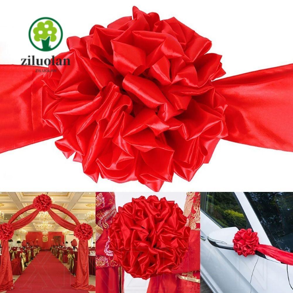 Ziluolan ลูกบอลดอกไม้ใหญ่ 1 ชิ้น, ฉลองตกแต่งรถจัดส่งผ้าสีแดงไฮเดรนเยีย, พิธียอมรับริบบิ้นตัดเริ่มต้นธุรกิจงานแต่งงานจีนสีแดงซาติน