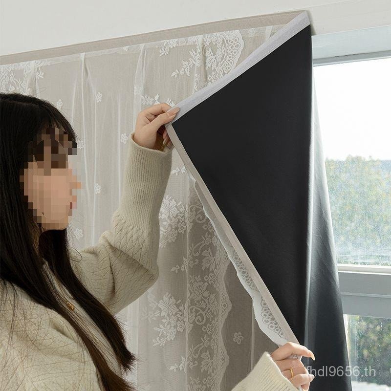 ผ้าม่านสั้นให้เช่า House Sticky Bay หน้าต่างหน้าต่างขนาดเล็ก Full Blackout Velcro Blocking ติดตั้งผ้