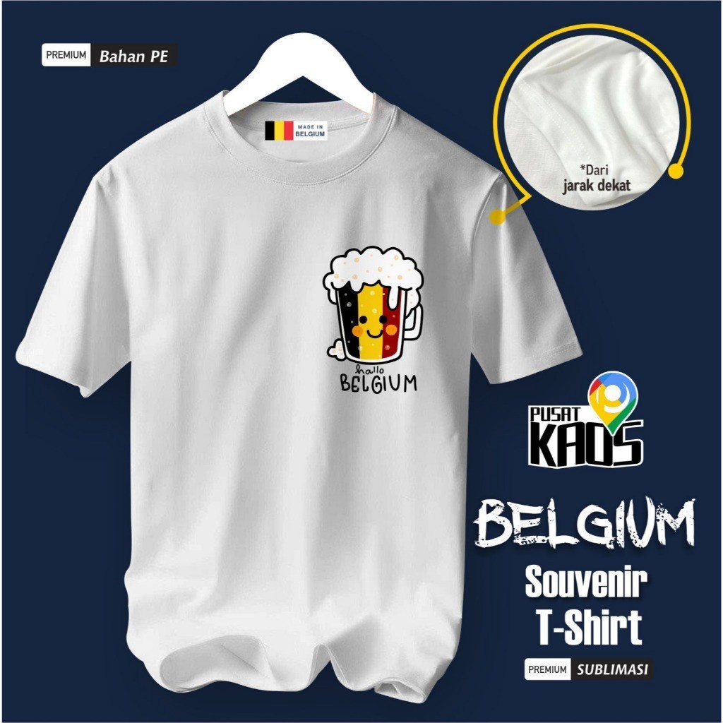 เสื้อยืด BELGIUM BY BELGIUM พร้อมแท็ก STATE, PE MATERIAL, ของขวัญพรีเมี่ยม