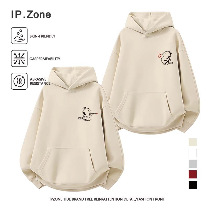 ชุดคู่รักวันวาเลนไทน์ เสื้อฮู้ด lovers ใส่ได้ทั้งชายและหญิง มีฮู้ดสวมหัว ผ้าสำลีหนานุ่ม พิมพ์แมวน่ารัก พลัสไซซ์