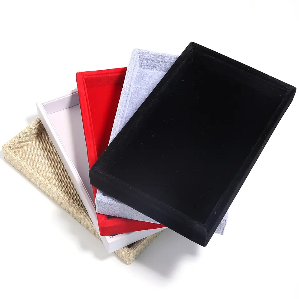 1 ชิ้นกํามะหยี่เครื่องประดับถาด Multicolor Organizer ผู้ถือกล่องสร้อยคอสร้อยข้อมือแหวนแผ่น