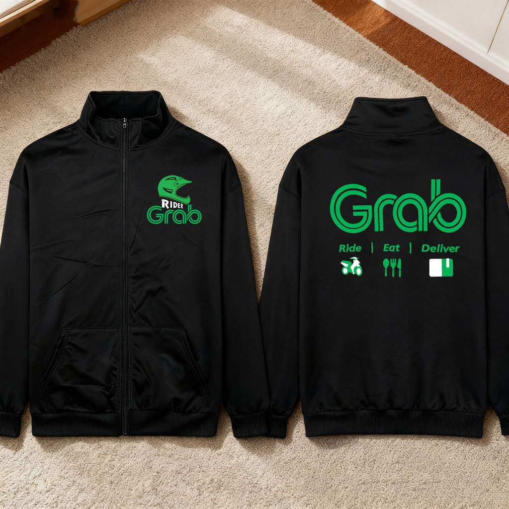 HOT!! เสื้อคาร์ดิแกนคอตั้งแบบซิป สไตล์ Grab Food (LALAMOVE) สำหรับผู้หญิงและผู้ชาย เหมาะสำหรับใส่ไปเอาท์ดอร์