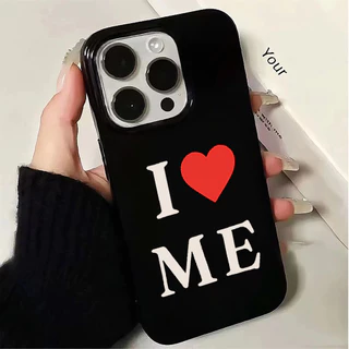 เคสไอโฟน16 เหมาะสำหรับ IPhone 15 11 13 16 12 14 17 Pro Max XR XS X Max 15 7 11 8 Plus 12MINI รัก เคสโทรศัพท์สีดำ เคส imd