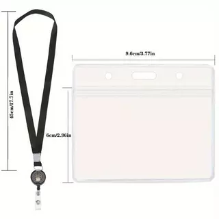 📇 ซองบัตร PVC ใส สายคล้องสีดำ แบบแนวตั้ง/แนวนอน สามารถเลือกได้ ซองบัตรประชุมธุรกิจ ซองบัตรพนักงาน