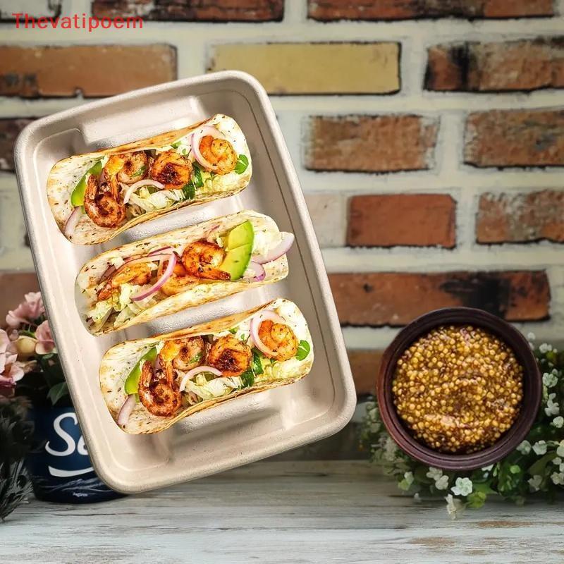 [Thevatipoem] แผ่น Taco แบบใช้แล้วทิ้ง 20 ชิ้น 3 ส่วน Taco แผ่นเสิร์ฟ Stackable Dining Taco ถาดผู้ถื