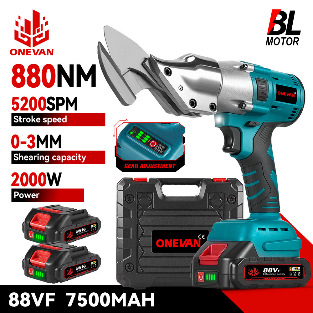ONEVAN กรรไกรเหล็กไฟฟ้าไร้แปรงถ่าน 5200SPM ตัดโลหะสแตนเลสจอแสดงผล LED เครื่องตัดเครื่องมือสําหรับ Makita 18V แบตเตอรี่ Pin