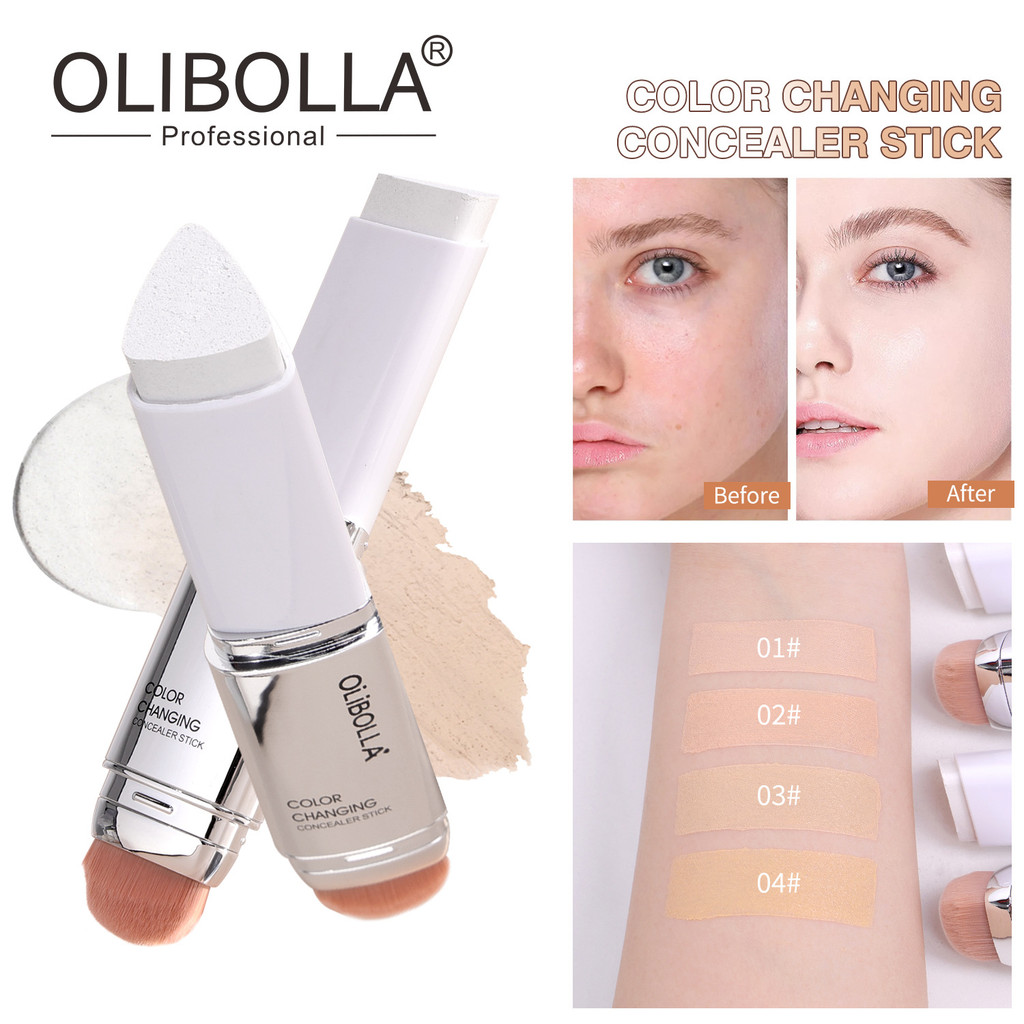 รองพื้นสามเหลี่ยมเปลี่ยนสีได้ Double-Headed Two-in-One Moisturizing Fit Non-sticking Powder คอนซีลเล