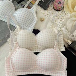 #504 เสื้อในลายตาราง บางเบาหยืดหยุ่นกระชับอกหย่อนคล้อย ปรับส…