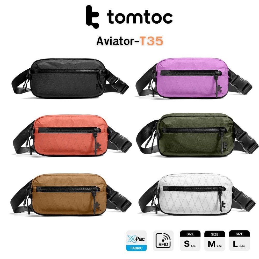 Tomtoc Aviator-T35 Chest Bag X-Pac กระเป๋ากันกรีด และ RFID Blocking แบบเต็มใบ สไตล์ Urban Minimalist