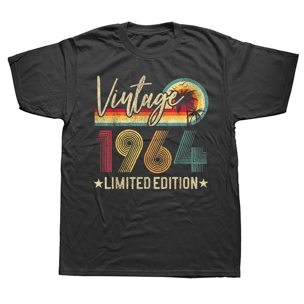Men  Birthday Anniversary T-shirts 1964 60th 60 Years Old Limited Edition Vintage Cotton T Shirt Gif