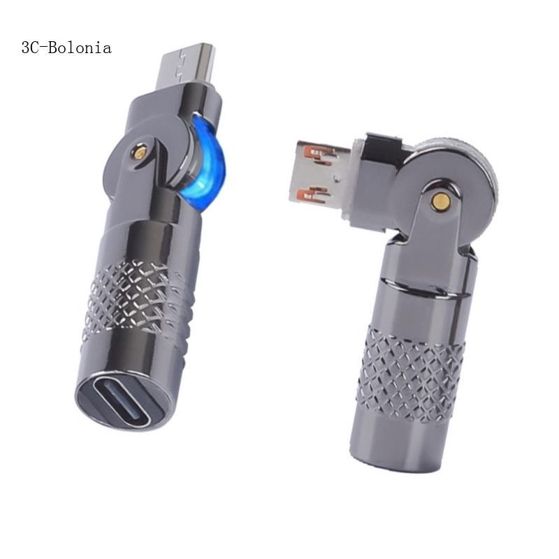 PC อะแดปเตอร์ USB อลูมิเนียม Type C เป็น Type C หมุนได้ 90 องศาสําหรับสมาร์ทโฟน