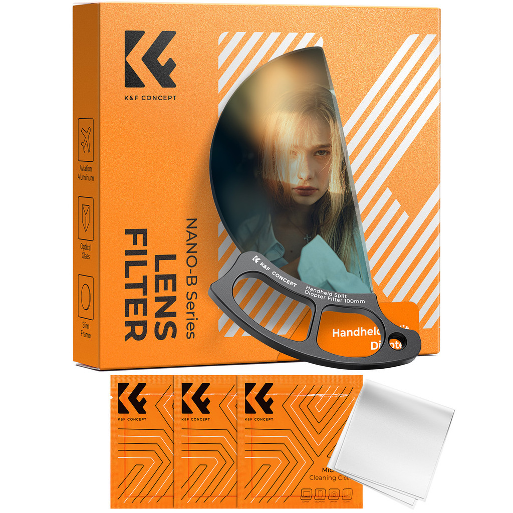 K&F Concept 100mm Handheld Diopter Filter/Handheld Motion Blur Filter/Handheld Spiral Filter เอฟเฟกต์พิเศษ Optical Glass Prism สําหรับเลนส์กล้อง