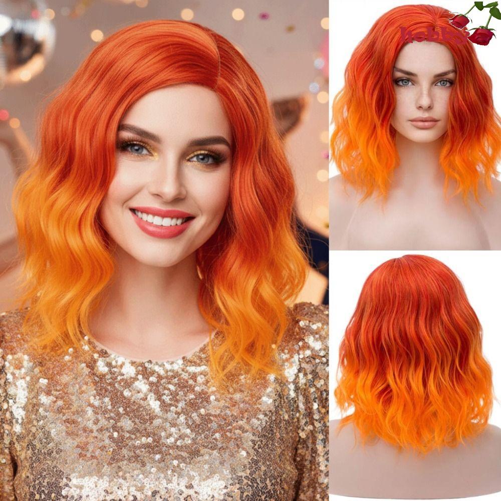 วิกผมสังเคราะห์ HOBBY Ombre BOB สีส้มและเขียว สำหรับคอสเพลย์ ลอลิตะ และงานปาร์ตี้