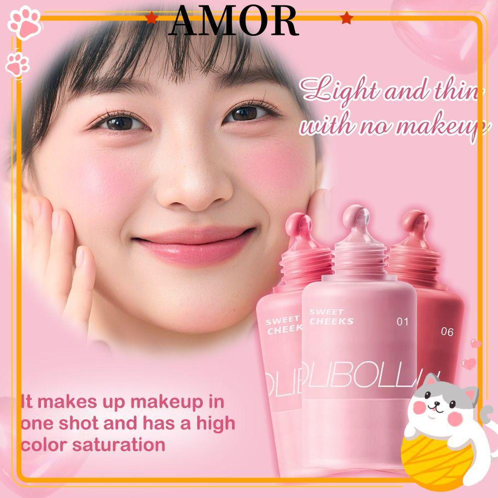 AMOR Liquid Matte Blush, Buildable และ Blendable Natural Flush of Color Cream Blush, Rosy Glow Hydra