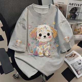TEE·SHOP🍀เสื้อยืด oversize เสื้อเท่ๆ เกาหลี "2026 Colorful dog"เสื้อแฟชั่นใ เกาหลีสไตล์ พิมพ์ลาย ผ้านิ่มใส่สบาย COD📦