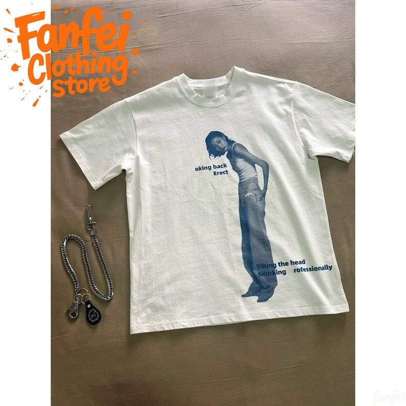 จัดส่งตลอด 24 ชั่วโมง Fanfei เสื้อยืดสไตล์เกาหลี เสื้อยืดโอเวอร์ไซส์ เสื้อแขนสั้น คอกลม เสื้อยืดผ้าฝ้าย 100%