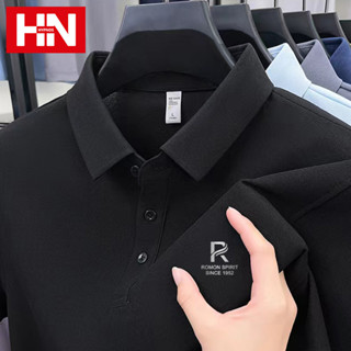 HYPNOS-2855-R ผู้ชายผ้าฝ้ายแท้เสื้อโปโลปกปักแขนสั้นสีทึบสบาย…