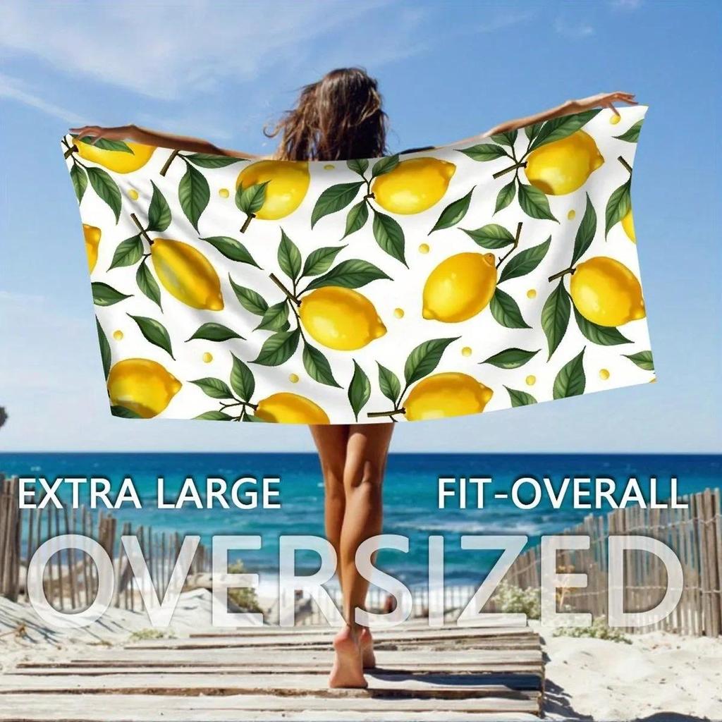Lemon-Printed Extra Large, Skin-Friendly Beach Towel  Suitable for towels, bath towels, beach towels