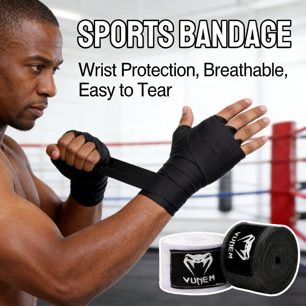 Safety Wraps Boxing 3m//5m สีดําสีขาวสายรัดข้อมือผ้าฝ้ายระบายอากาศ