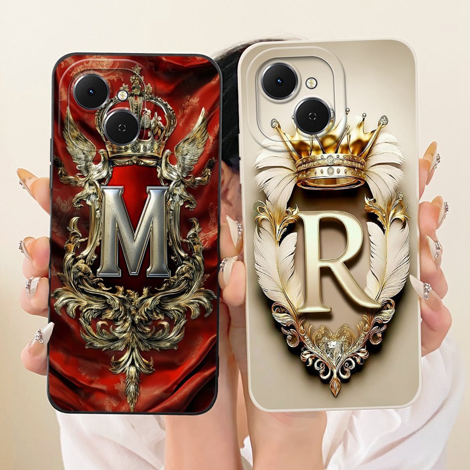 สําหรับ Tecno Spark 40C 40 KM5 KM4k Royal Crown จดหมายเริ่มต้นเคสโทรศัพท์ Spark40C Spark40 เลนส์ป้อง