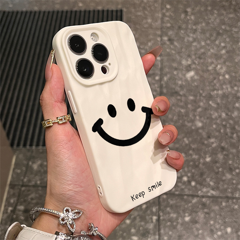 สายหน้ายิ้มสีดําสําหรับ iPhone 1715promax เคสโทรศัพท์จีบ 11 13 12 soft xr ชุด 8P