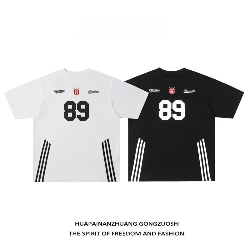 Chaistyle แขนสั้นผู้ชาย เสื้อเจอร์ซีย์แขนสั้น พิมพ์ลายตัวอักษร แฟชั่นแมทช์ง่าย เสื้อคู่รัก