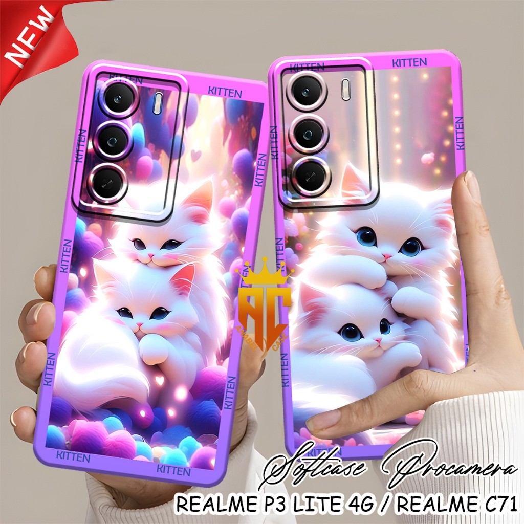 Softcase Realme p3 Lite 4g - เคส Realme c71 4g - Realme c75 - Realme c75x - Realme c73 Cat Frame Mot