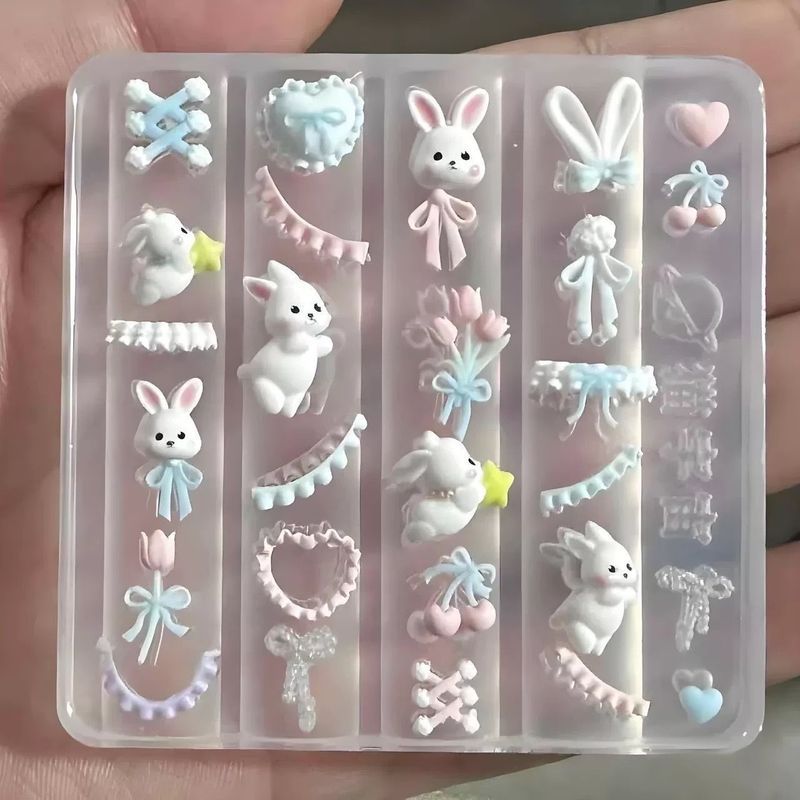 七月新款花边蝴蝶结兔兔美甲硅胶模具创意DIY指甲硅胶装饰模具1.29July New Lace Bowknot Bunny Nail Art Silicone Mold Creative DIY Na