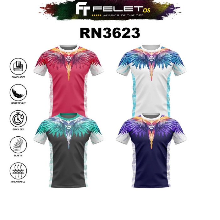 Felet RN 3623 RN3623 เสื้อยืดแบดมินตันกราฟิก - เสื้อแบดมินตัน Felet ดั้งเดิม