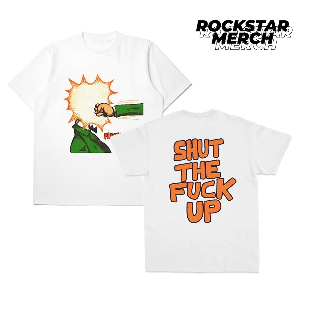 KATUN เสื้อยืดคอลึก STFU สีขาวผ้าฝ้าย Unisex หนา 24s ผ้าฝ้ายหวีวัสดุ