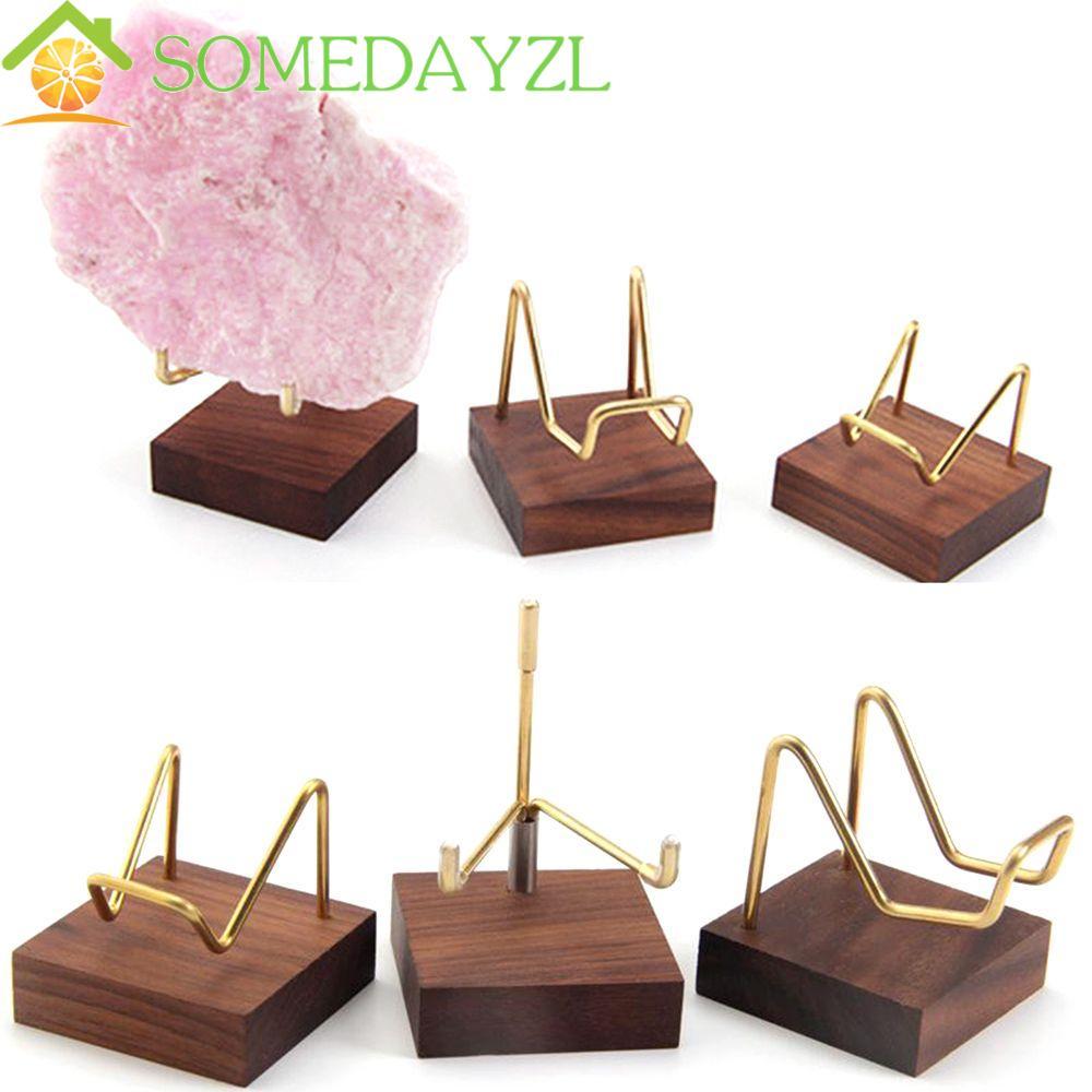 SOMEDAYZL ขาตั้งแร่ฐานวอลนัทสําหรับแร่คริสตัล Ores Agate Rocks Rack