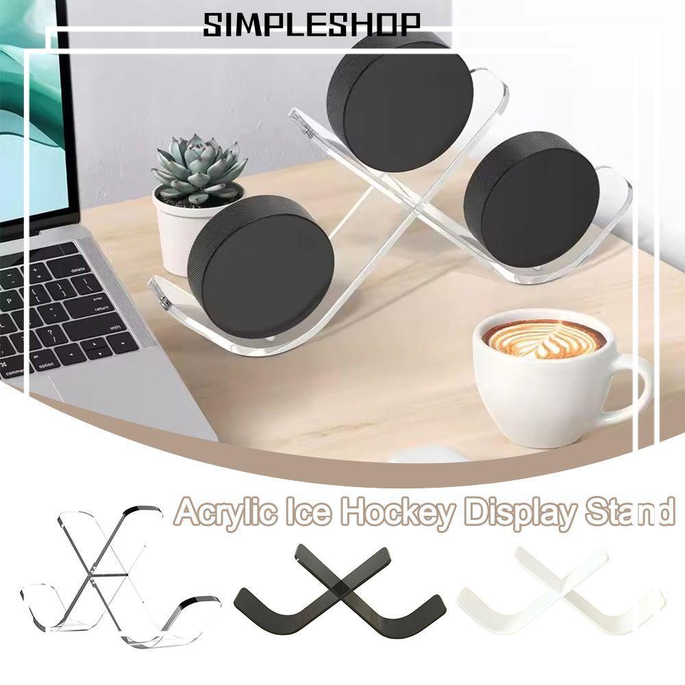 SIMPLESHOP Hockey Puck Display, โปร่งใส Triple Ice Hockey Puck ผู้ถือขาตั้ง, อะคริลิคกีฬาตกแต่ง Desk