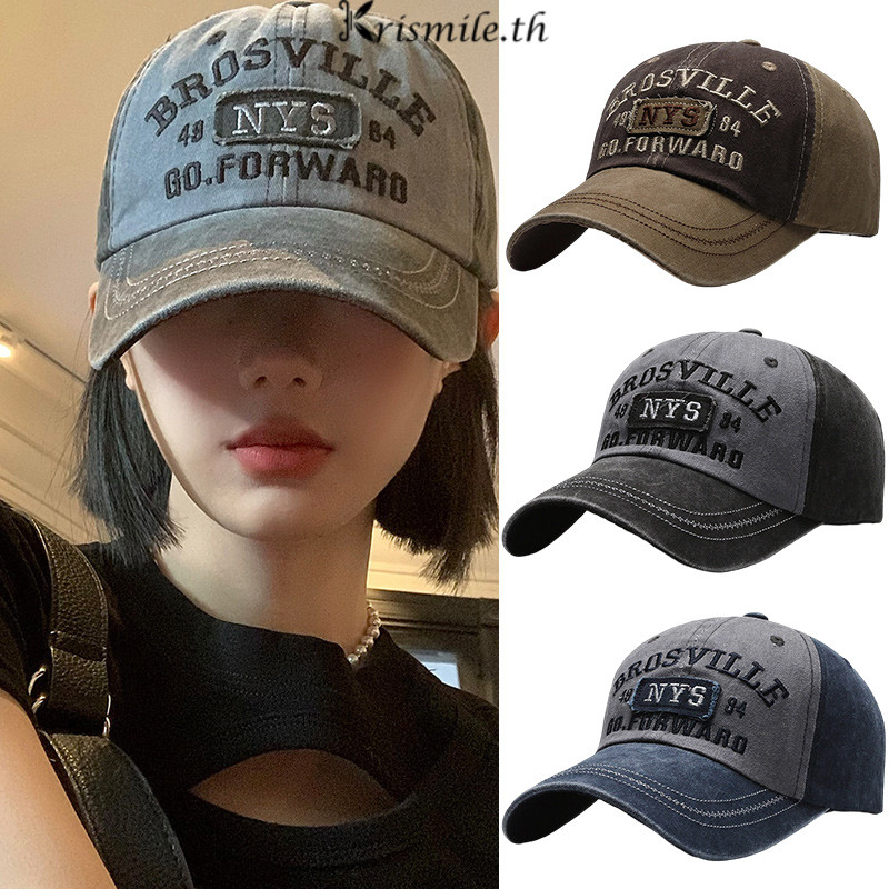 COD-ในไทย💖หมวกเบสบอล ผ้ายีน ปักลายตัวอักษร กันแดด สไตล์ฮิปฮอป วินเทจ เหมาะกับฤดูร้อน สําหรับผู้ชาย และผู้หญิง-Kri