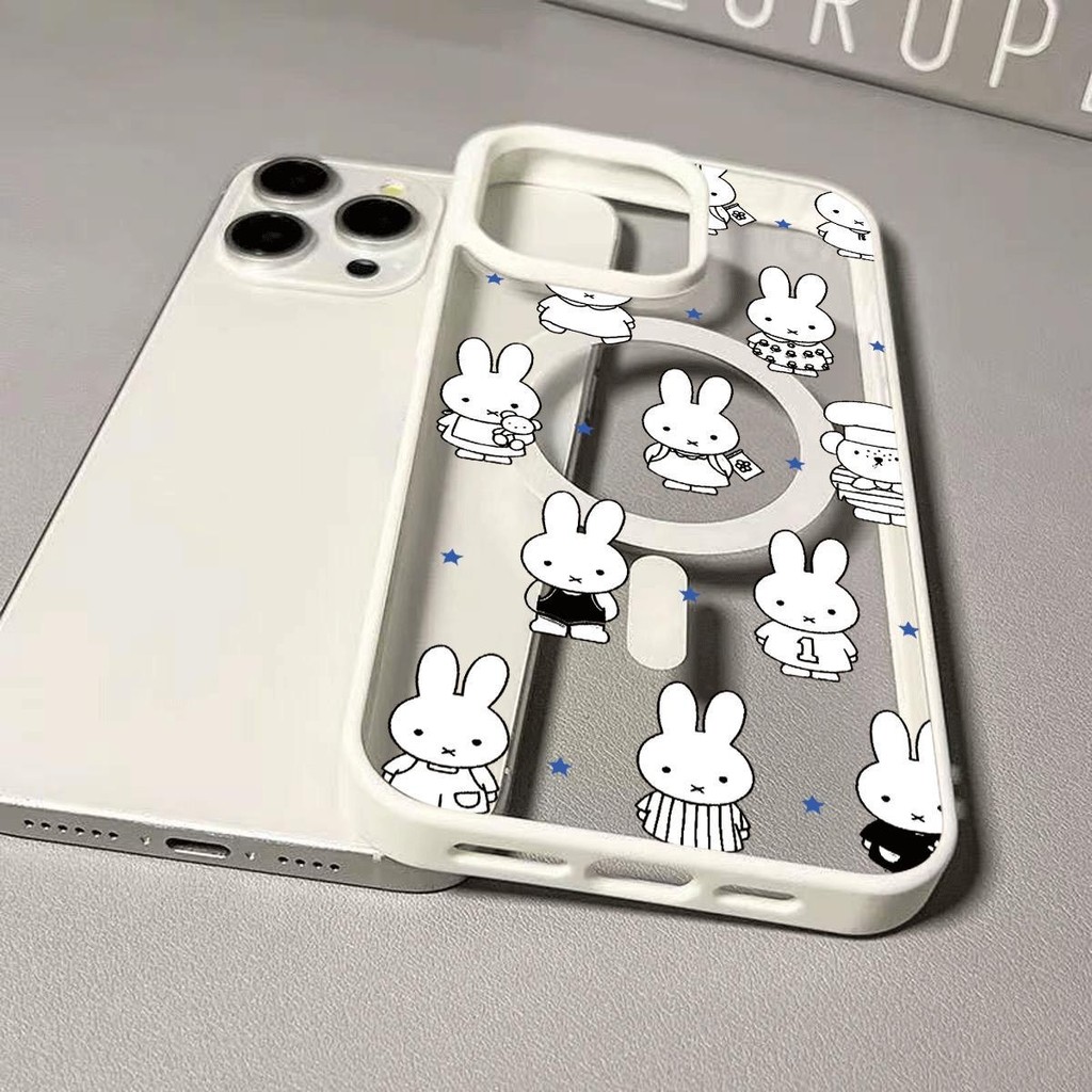เต็มหน้าจอ Miffy Rabbit เหมาะสําหรับ Apple 17/16/15promax เคสแม่เหล็ก 12/11 Hard xr Creative Shock-proof Soft Case