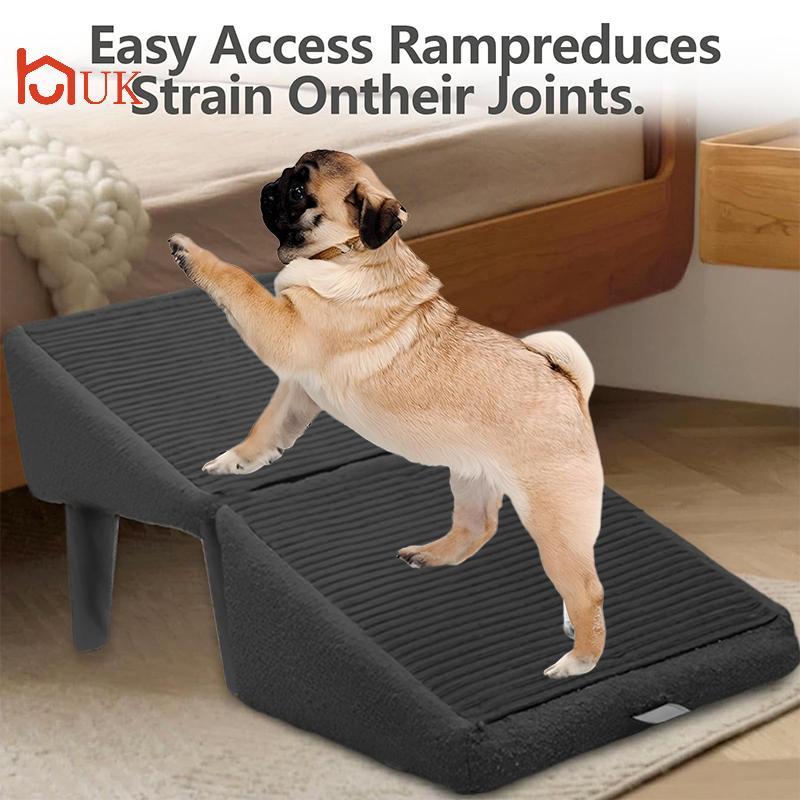 UK 2-in-1 Convertible ไม้ Home Step สตูลสุนัข Ramp บันได, สุนัข Ramp Ottoman, พับไม่ลื่นแยก Ottoman Doggie Ramp TH