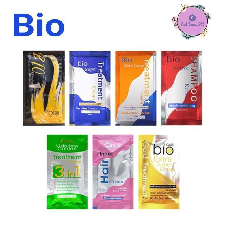(ซอง) กรีนไบโอ ไบโอ ทรีทเม้นท์  super treatment Bio charcoal Elracle Inner Hair Cream Bio Extra Sham