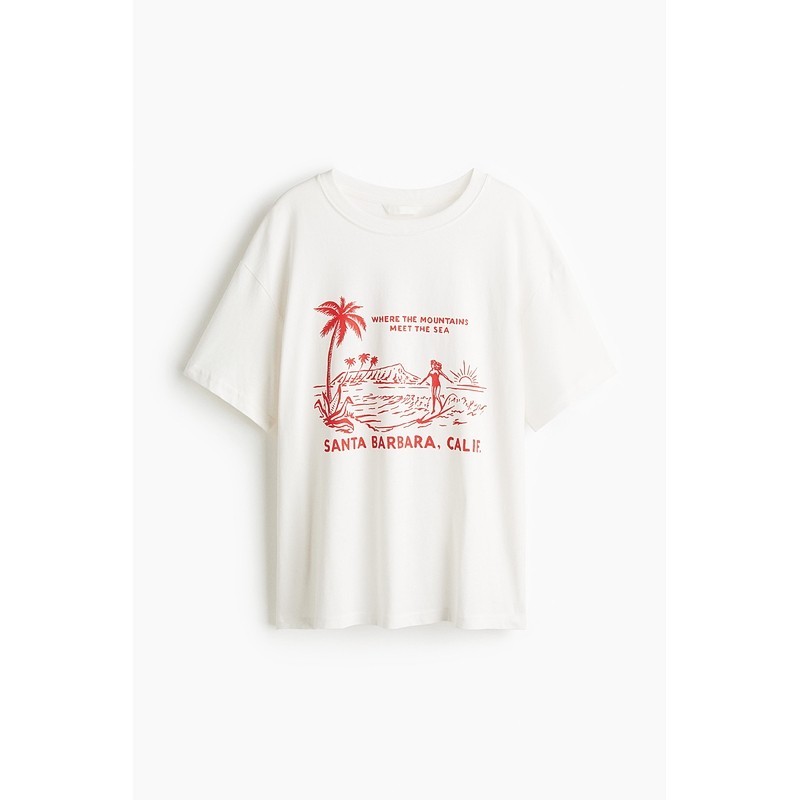 เสื้อยืดผู้หญิง H&M ทรงหลวม สบายๆ สำหรับฤดูใบไม้ผลิ แขนสั้น ราคา ถูกที่สุด ดีลบีเคเค แกลเลอรีภาพที่ 6