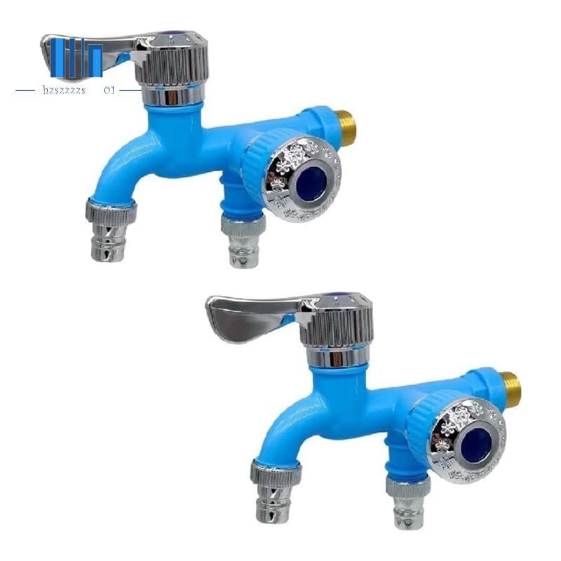 2PCS 2 Way Faucet Faucet Splitter Garden Hose Splitter Water Spirgot Splitter, Outdoor Double Taps W