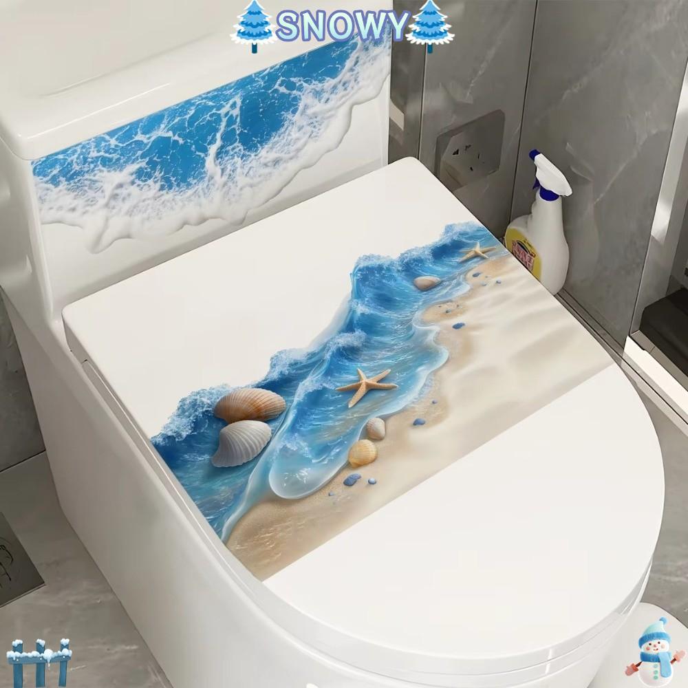 SNOWY Ocean Wave สติกเกอร์, การออกแบบที่สมจริงกันน้ําสติกเกอร์ห้องน้ํา, ธีมชายหาดที่ถอดออกได้กาว Anti-Slip ห้องน้ําชั้น Decal