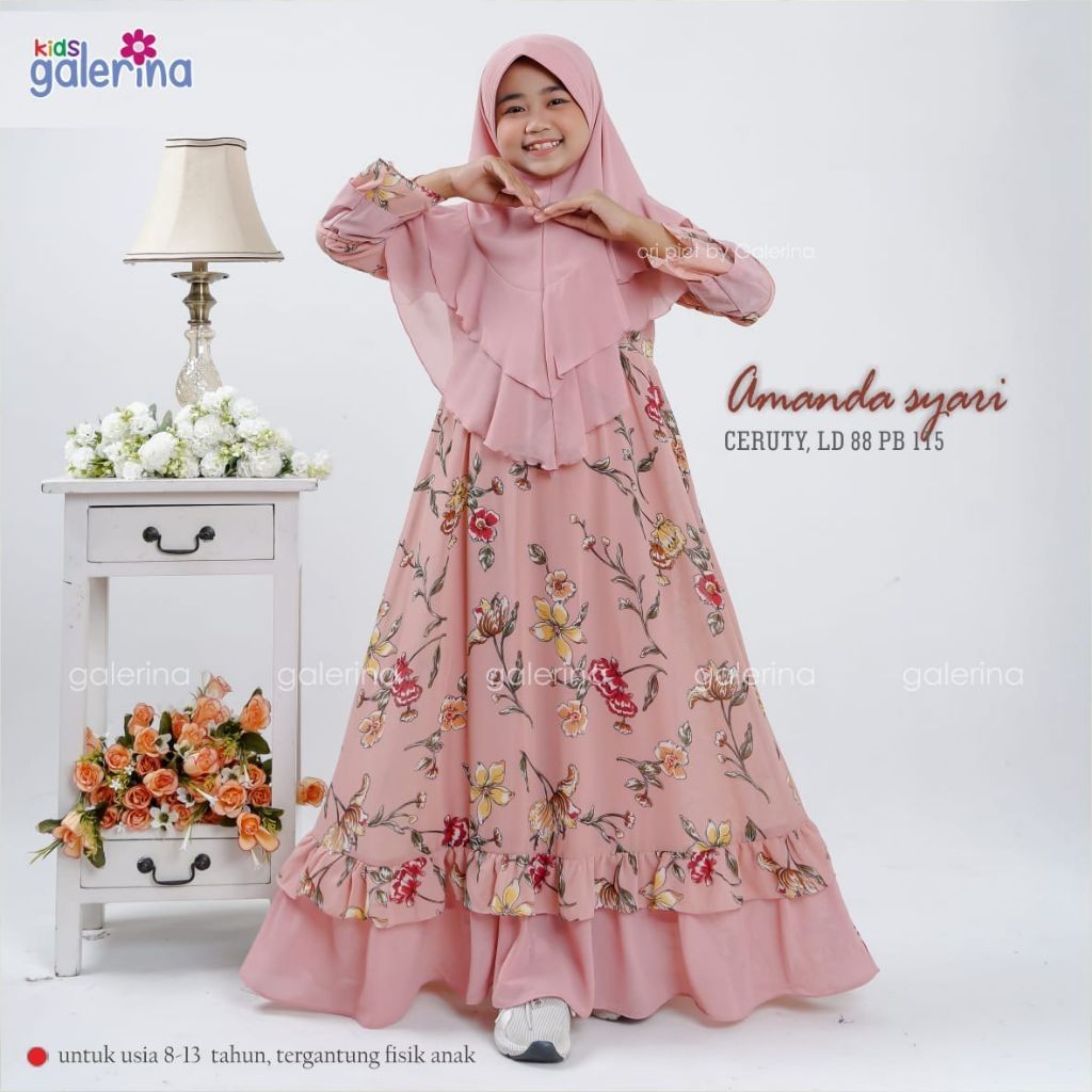 0502 Amanda ชุดเดรสมุสลิมสําหรับเด็กผู้หญิง Galerina kids ORIGINAL BRAND SOLO FASHION HIJAB STORE
