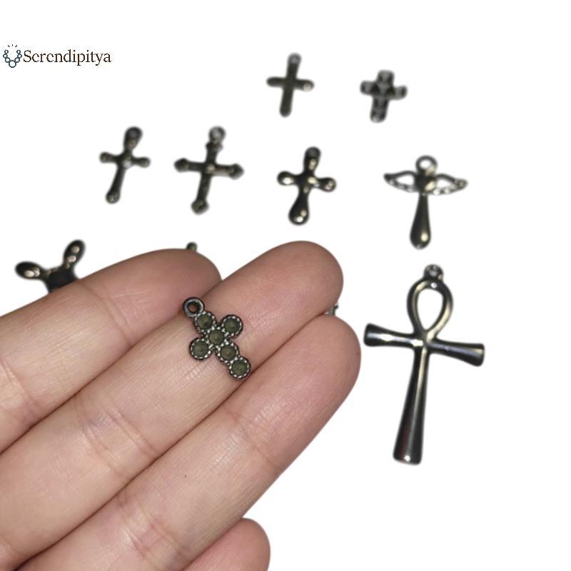 เครื่องประดับ Punk Rivet Cross จี้สำหรับผู้หญิง สไตล์ Grunge ยุค 90s